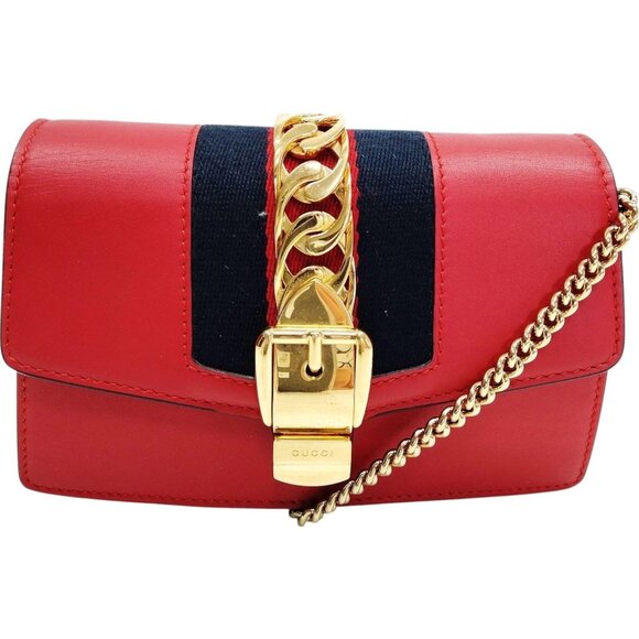 (S6) Authentic Gucci Crossbody Bag Sherry Line Red Leather Luxury Vintage Design - Picture 1 of 9